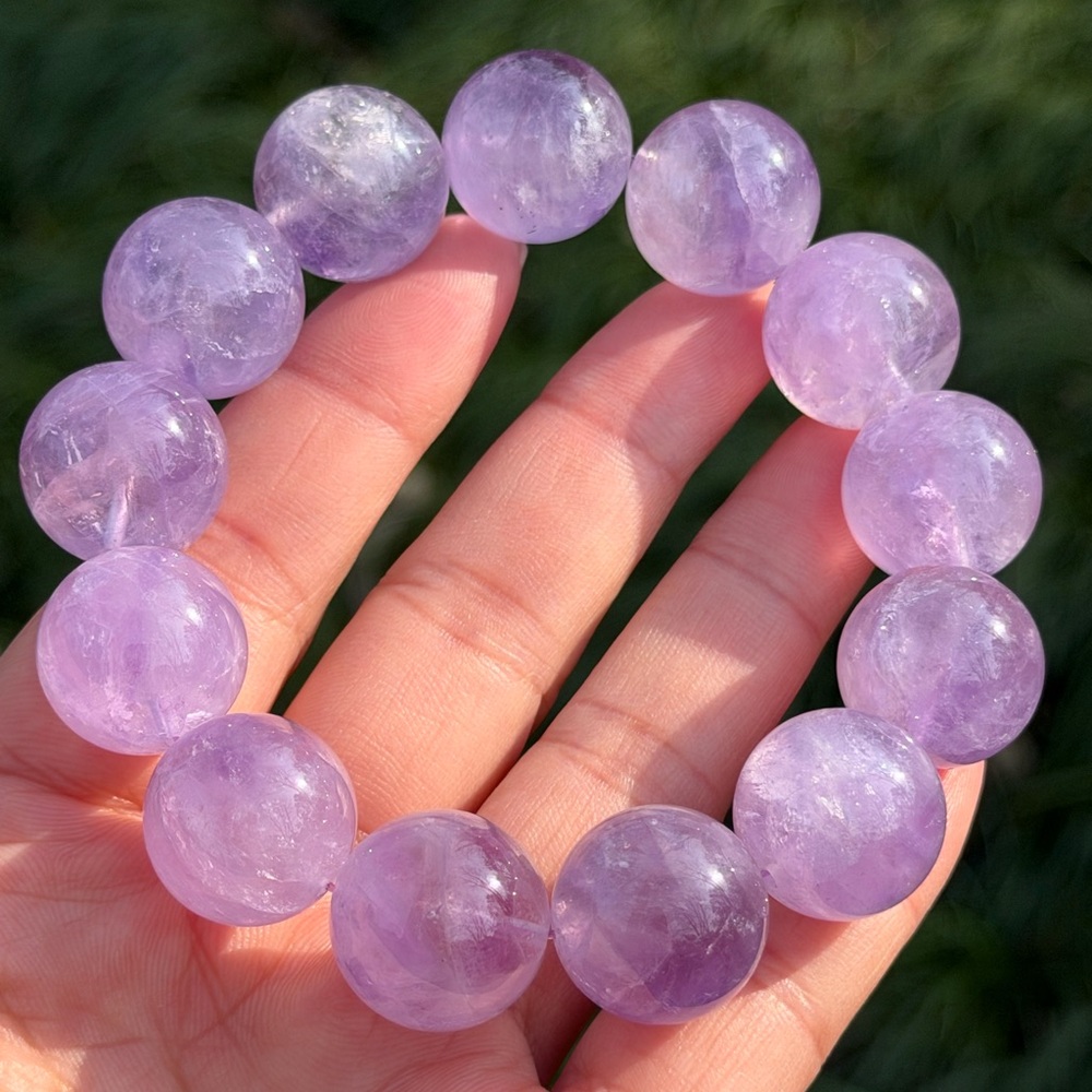 17.5mm chunky stretchable lavender amethyst bracelet 1054
